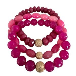 Sisco Berlutti stack of 3 beaded bracelets in pink EUC